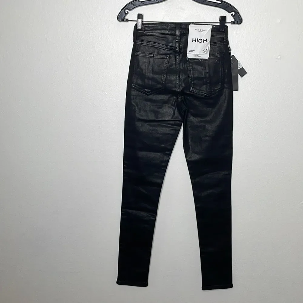 rag & bone Womens Size 23 Nina High Waist Coated Ankle Skinny Jeans Black